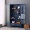 Blue Painted Display Cabinet with Oak